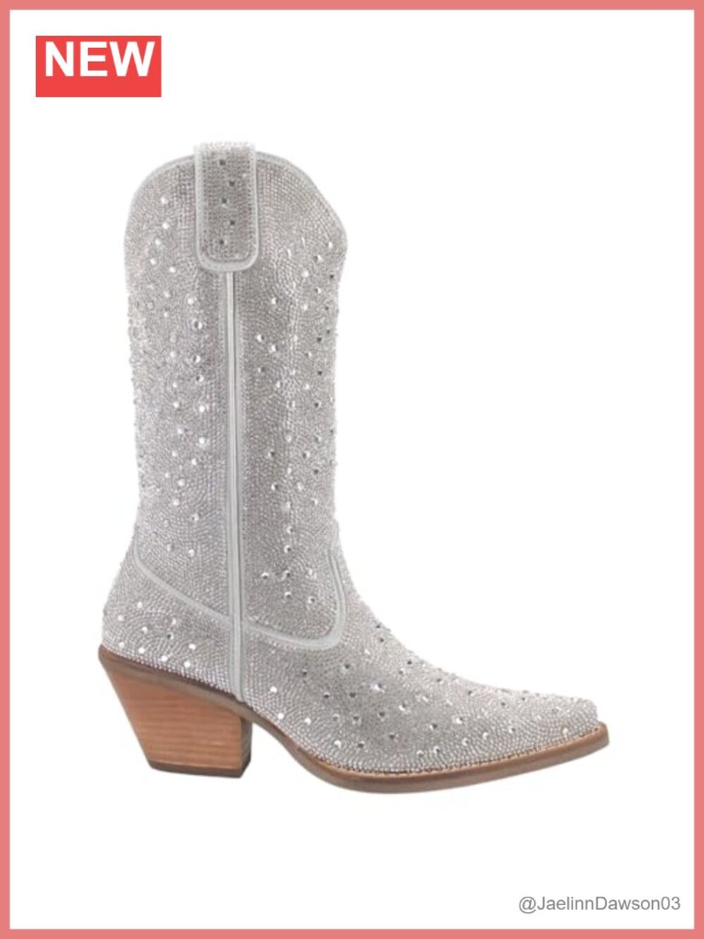Dingo Silver Dollar Rhinestone Round Toe Pull On Mid Calf Boots